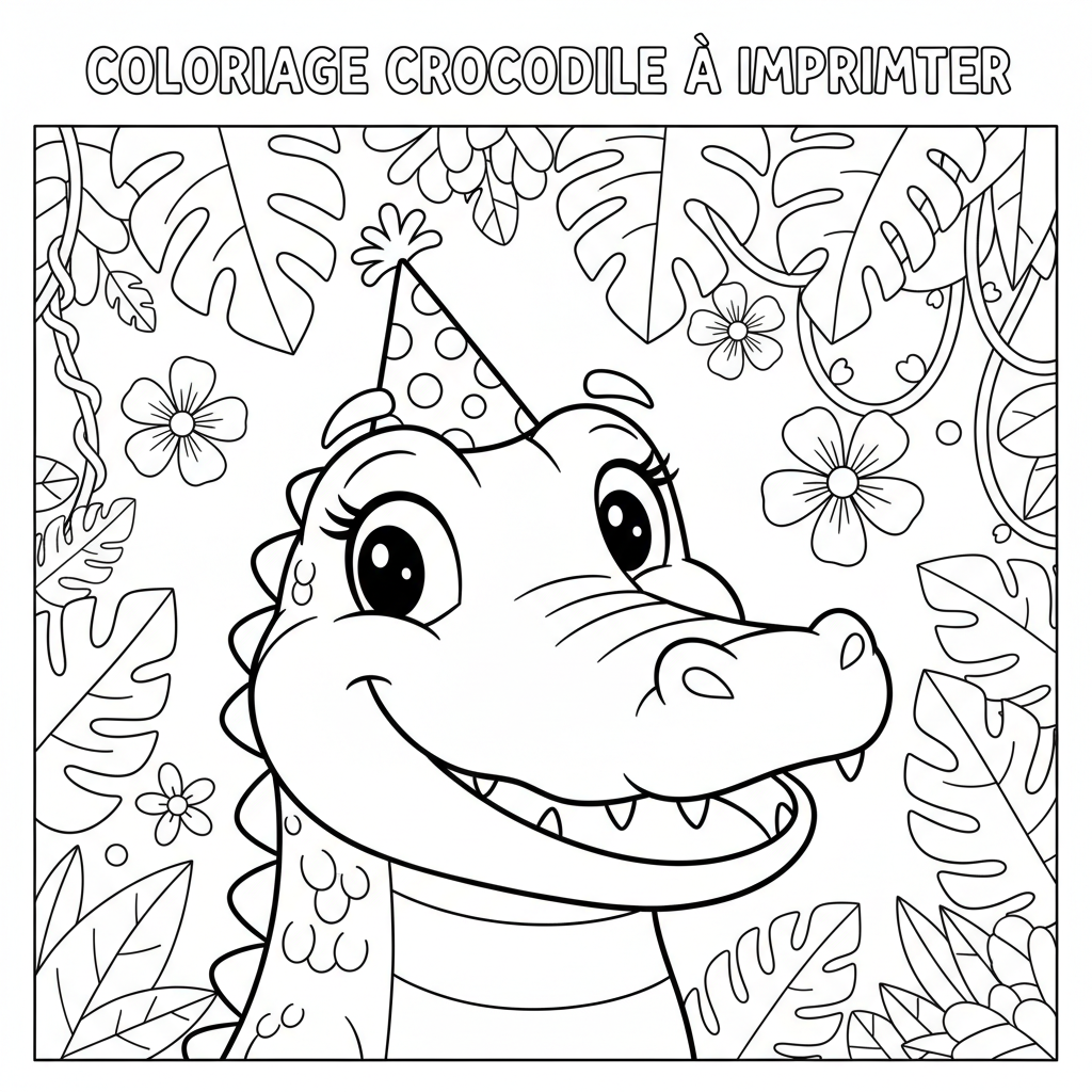 Coloriage coloriage crocodile à imprimer 4