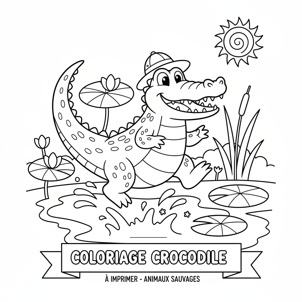 Coloriage coloriage crocodile à imprimer 5