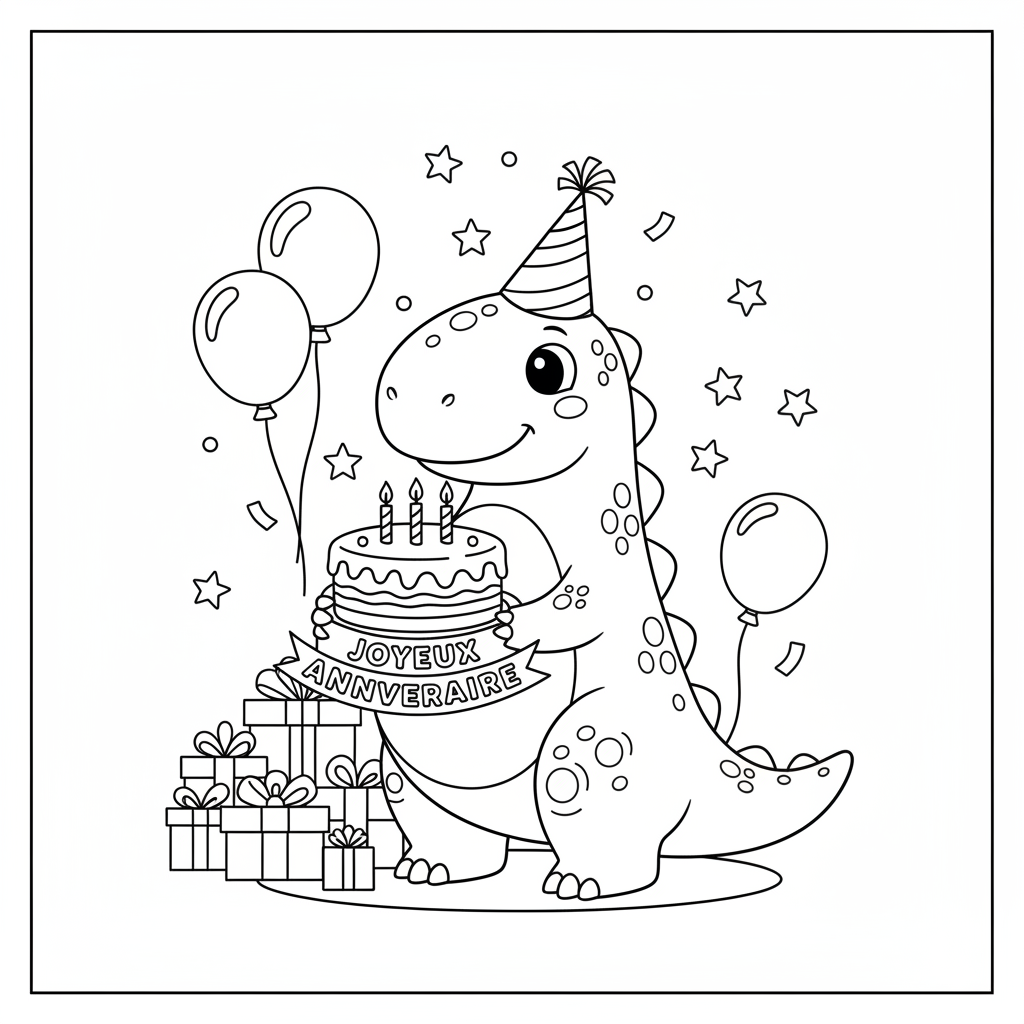 Coloriage D Anniversaire Gratuit à Imprimer pour Enfants