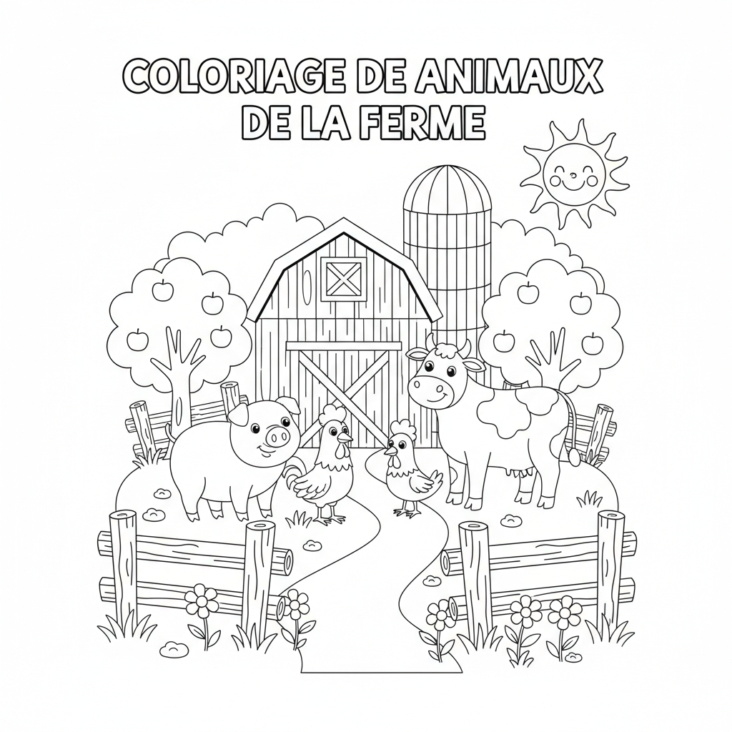 Coloriage coloriage de animaux de la ferme 3