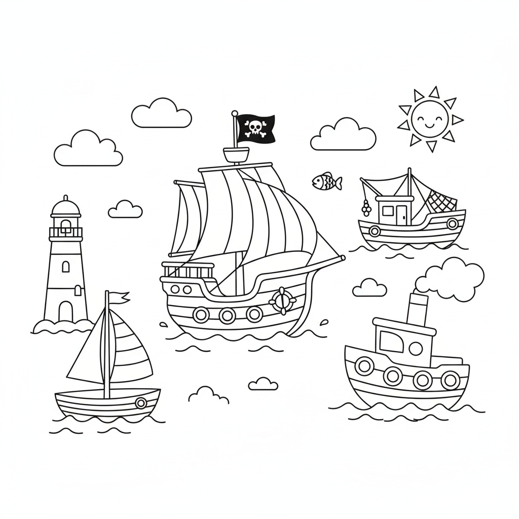 Coloriage coloriage de bateaux 2