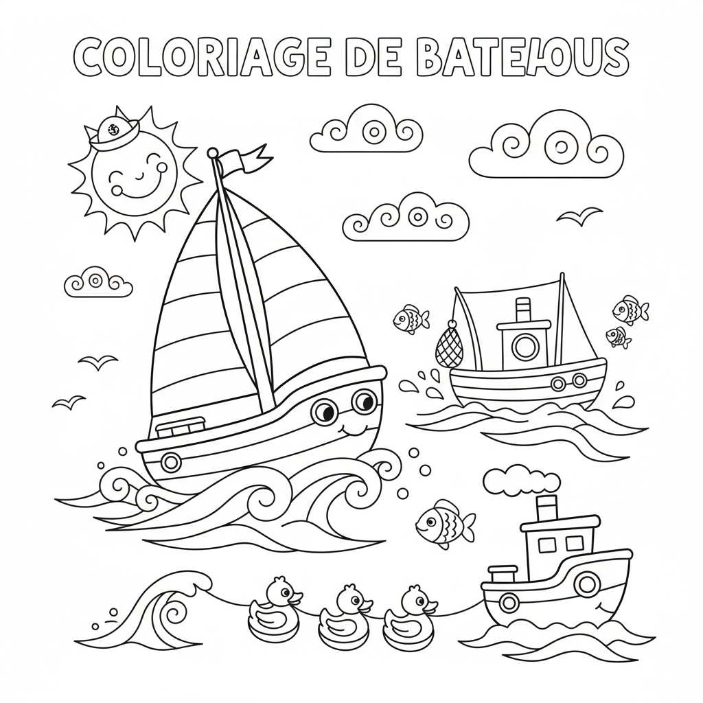 Coloriage coloriage de bateaux 5