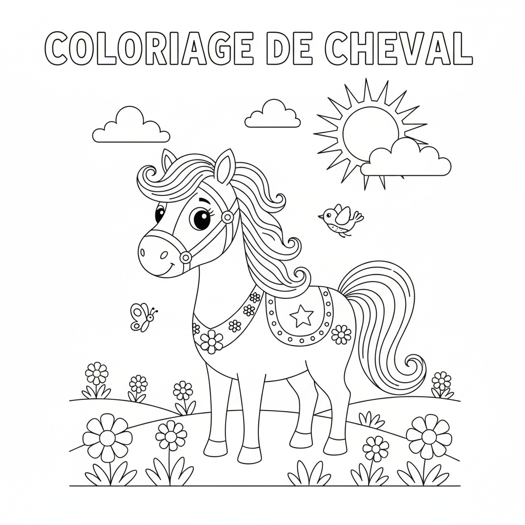 Coloriage coloriage de cheval 2