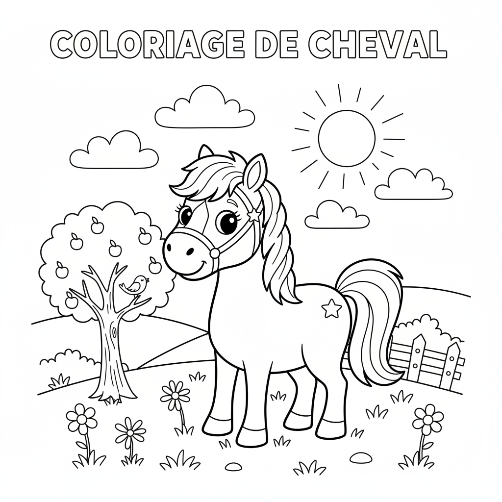Coloriage coloriage de cheval 3
