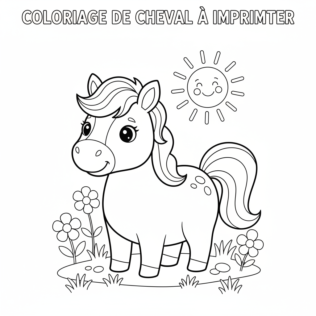 Coloriage de cheval à imprimer gratuit pour les enfants