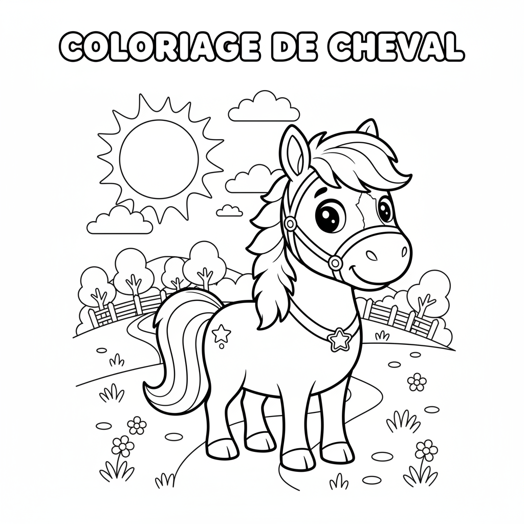 Coloriage coloriage de cheval à imprimer 3