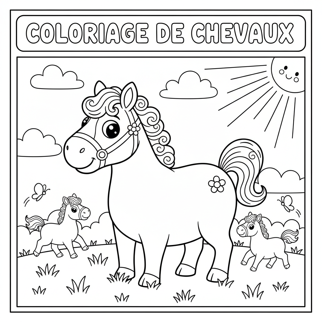 Coloriage Coloriage De Chevaux Gratuit à Imprimer