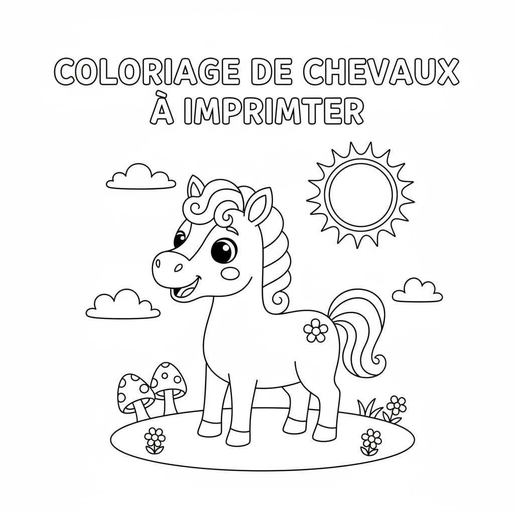Coloriage de chevaux à imprimer gratuit pour les enfants