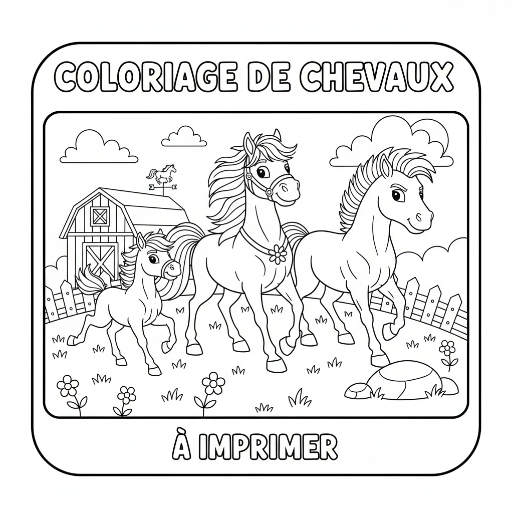 Coloriage coloriage de chevaux à imprimer 2