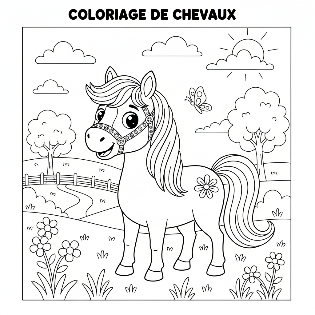 Coloriage coloriage de chevaux à imprimer 3