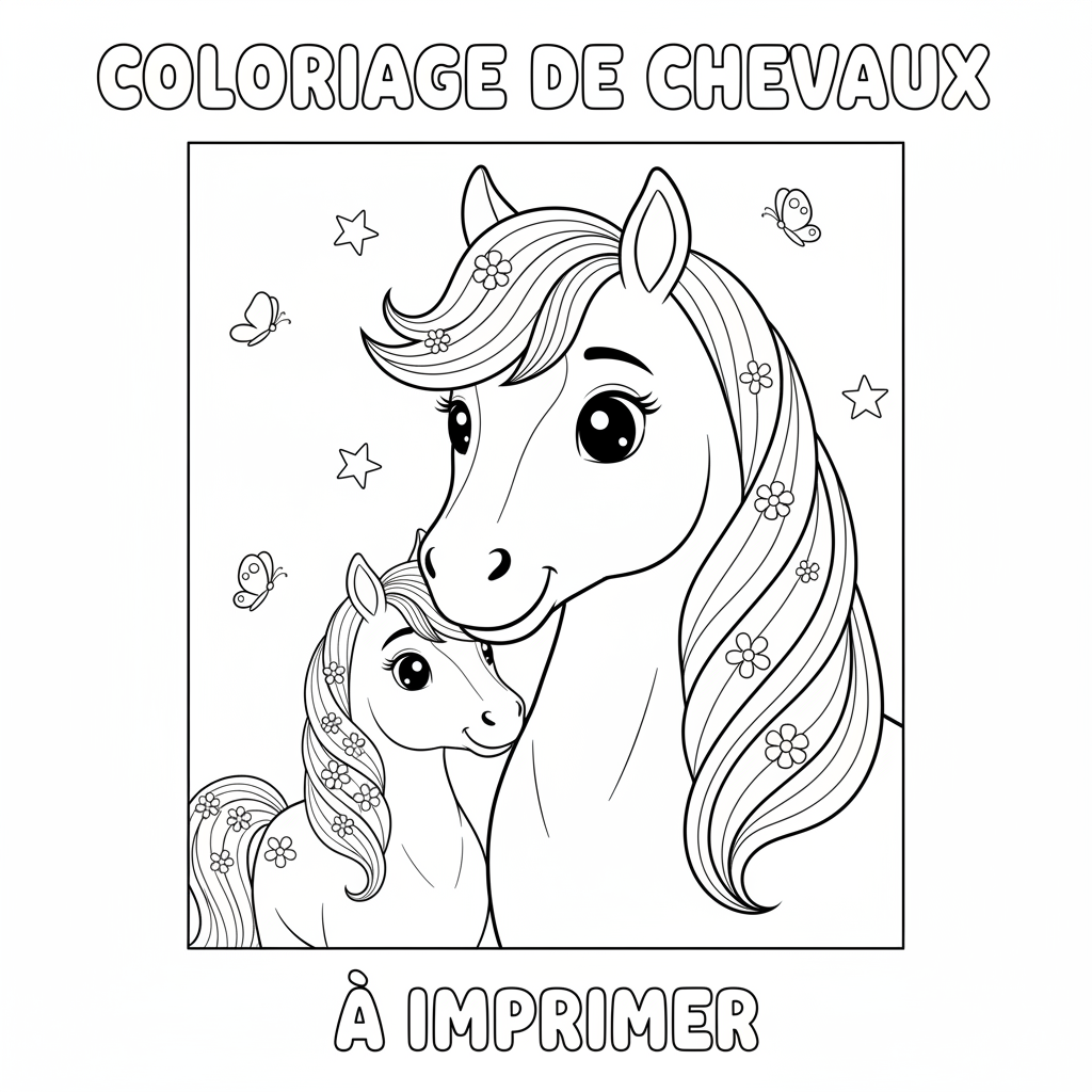 Coloriage coloriage de chevaux magnifique à imprimer 4