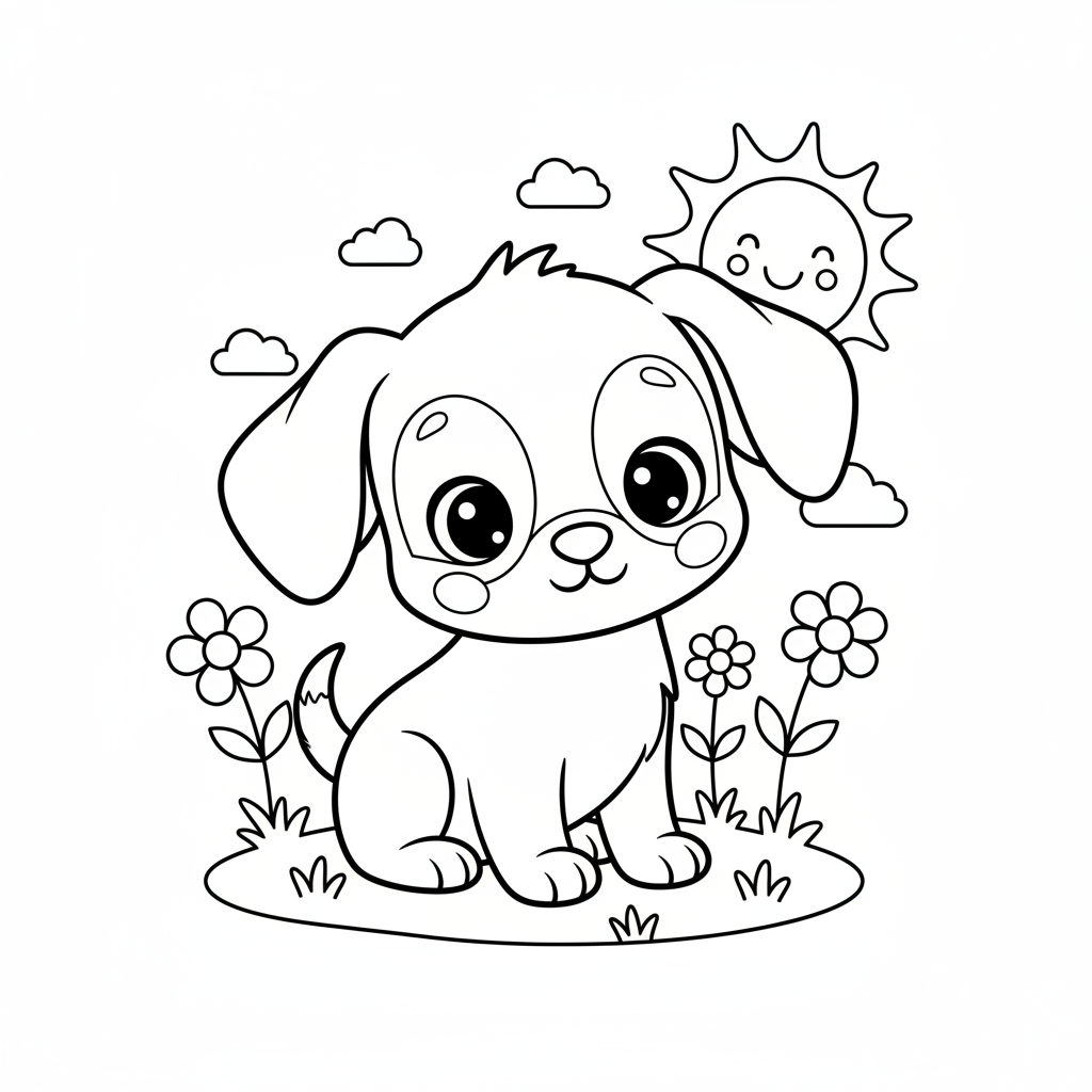 Coloriage coloriage de chiot trop mignon à imprimer