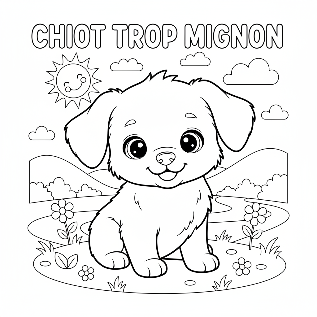 Coloriage coloriage de chiot trop mignon à imprimer 3