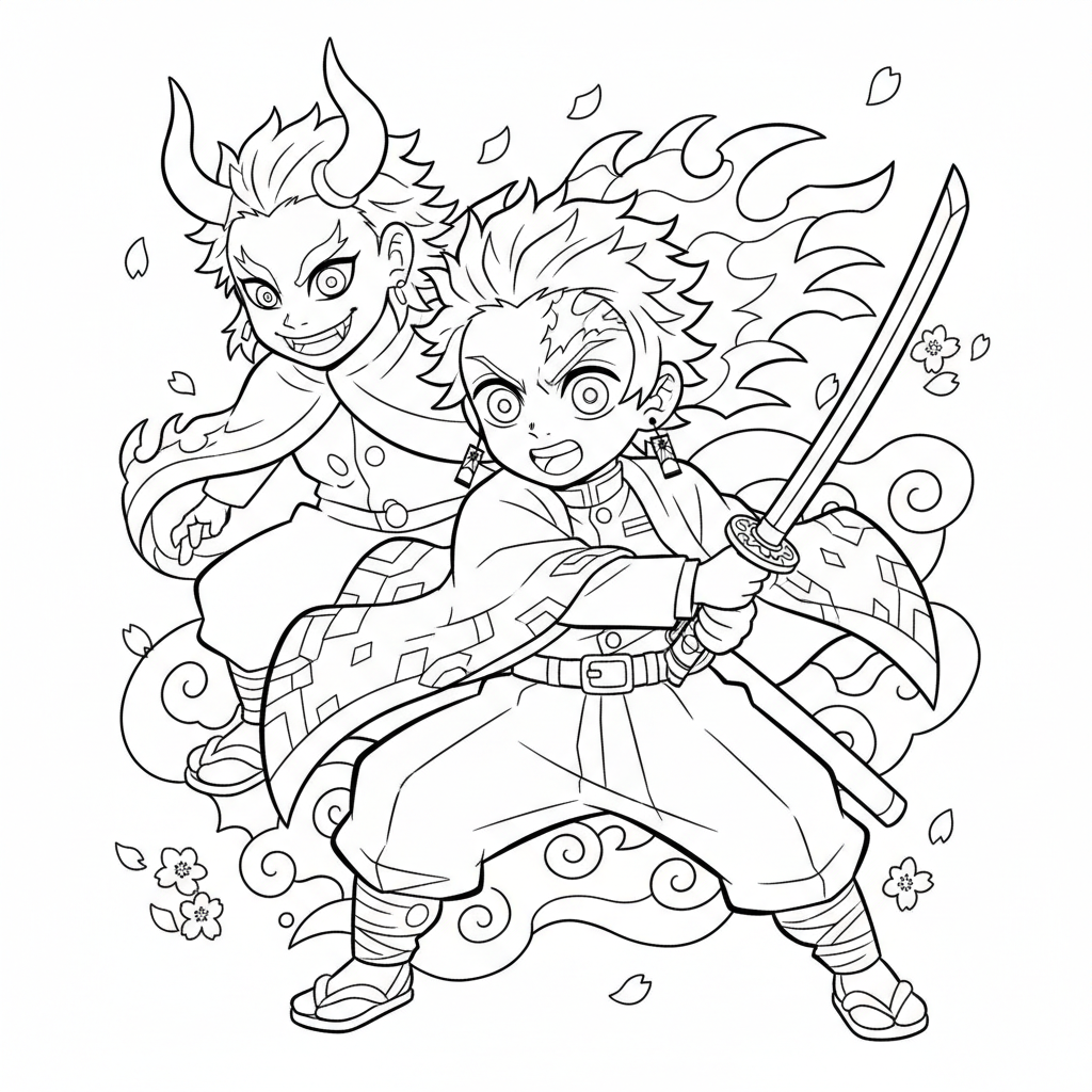 Coloriage coloriage de demon slayer 2