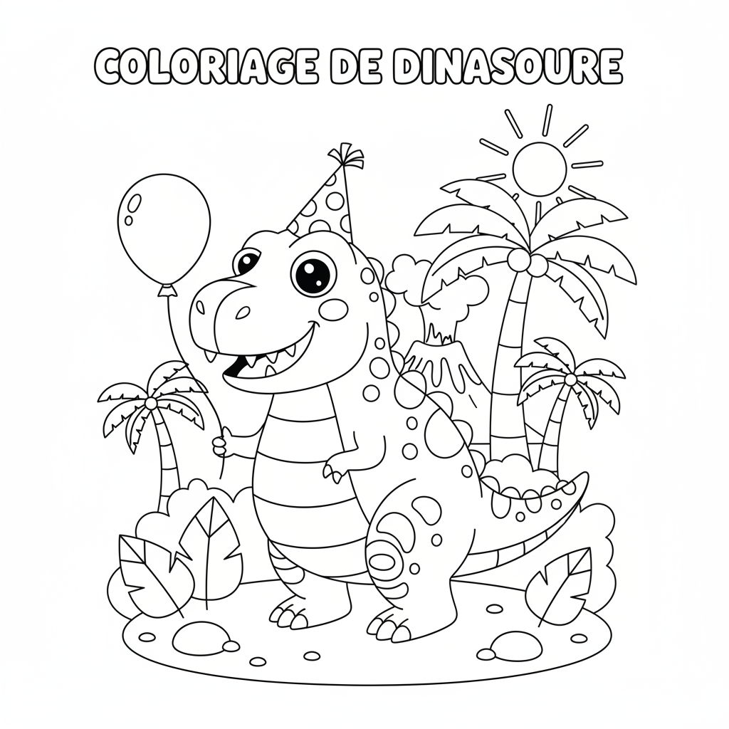Coloriage De Dinosaure Gratuit à Imprimer pour Enfants