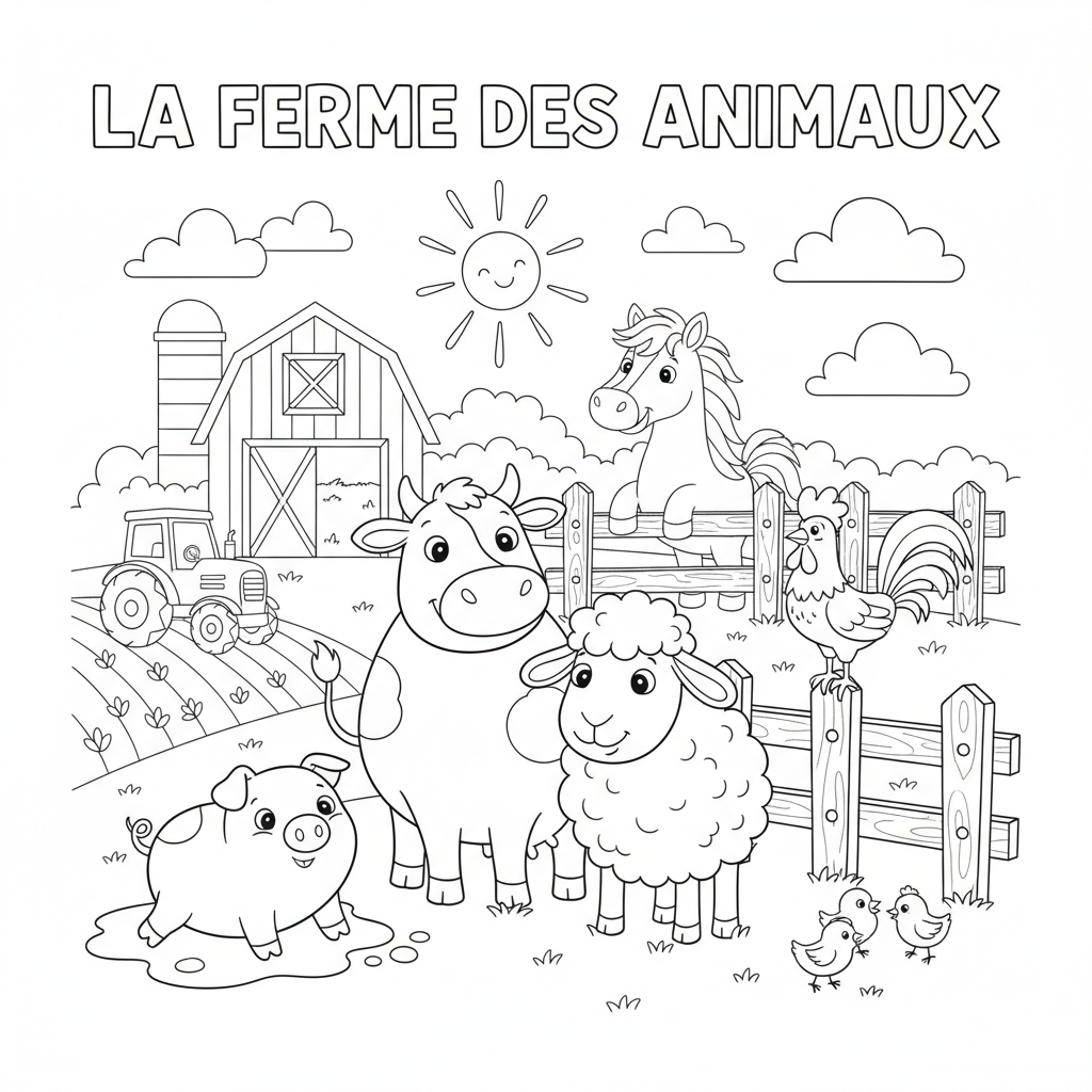 Coloriage coloriage de la ferme des animaux 2