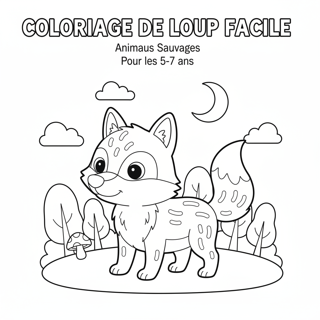 Coloriage coloriage de loup facile 2