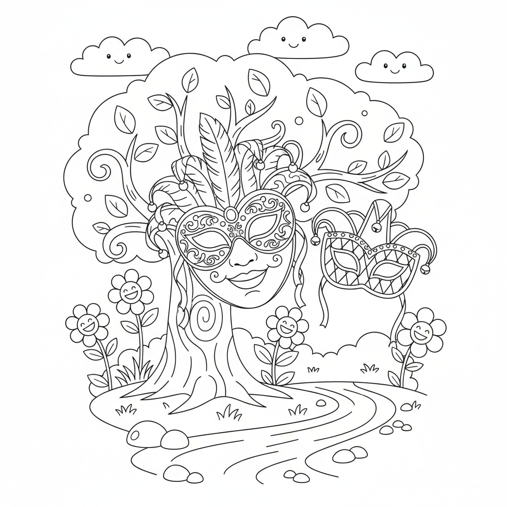 Coloriage coloriage de masque carnaval 3