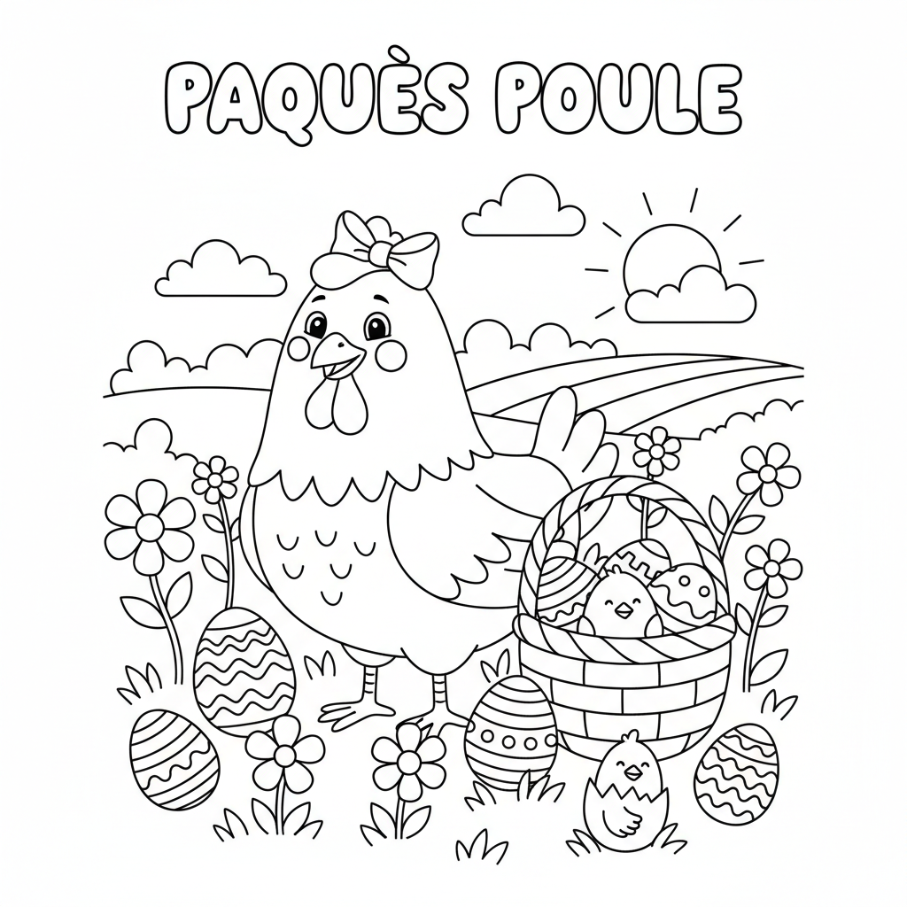 Coloriage coloriage de paques poule 2