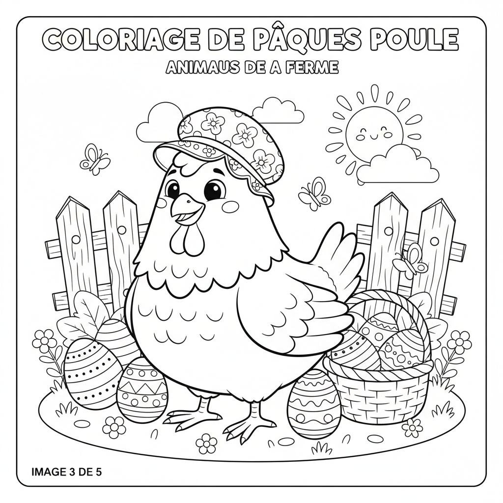 Coloriage coloriage de paques poule 3