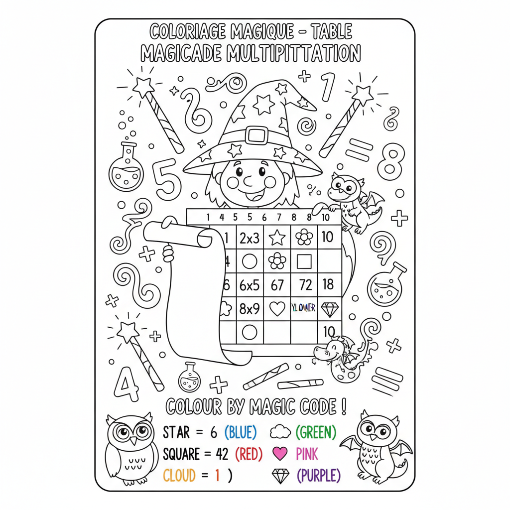 Coloriage coloriage de table de multiplication 2