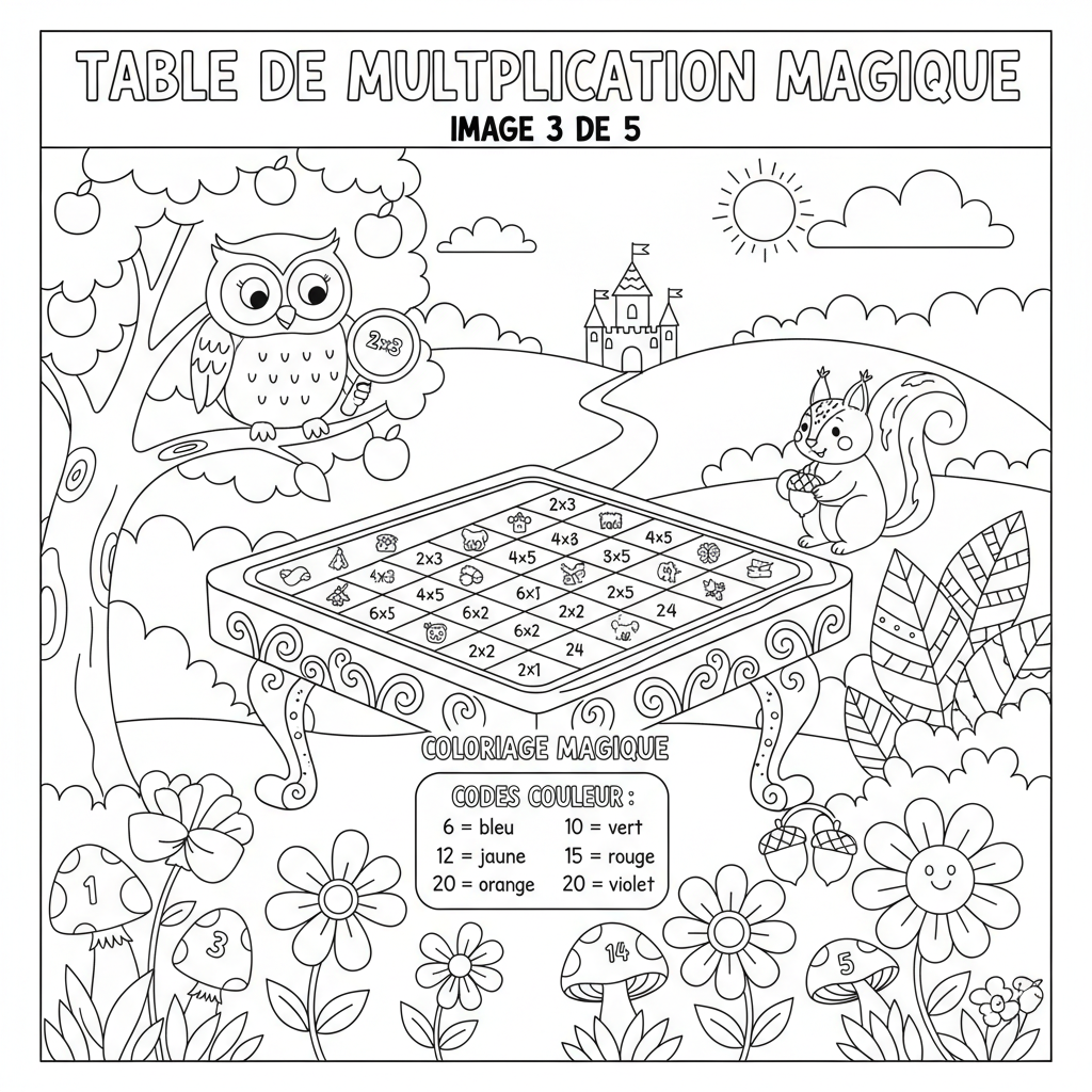 Coloriage coloriage de table de multiplication 3