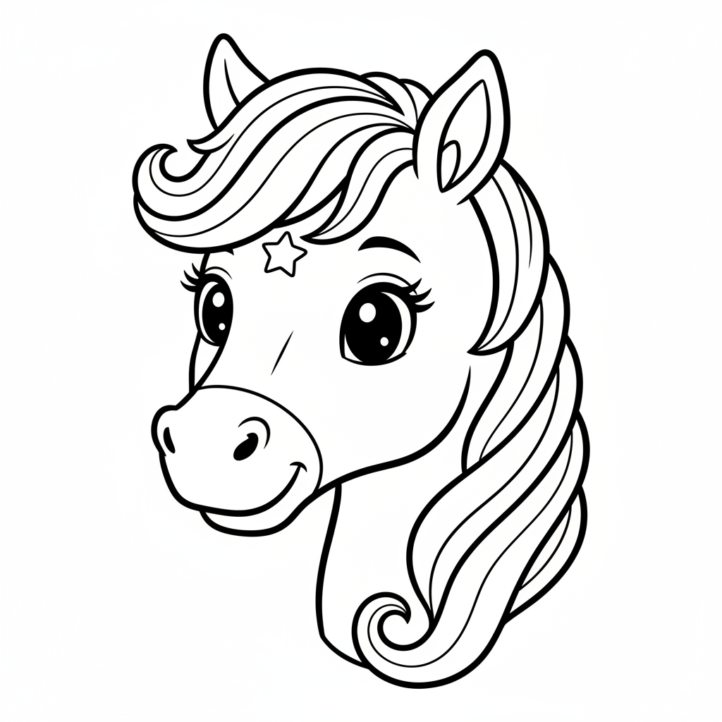 Coloriage coloriage de tete de cheval 4