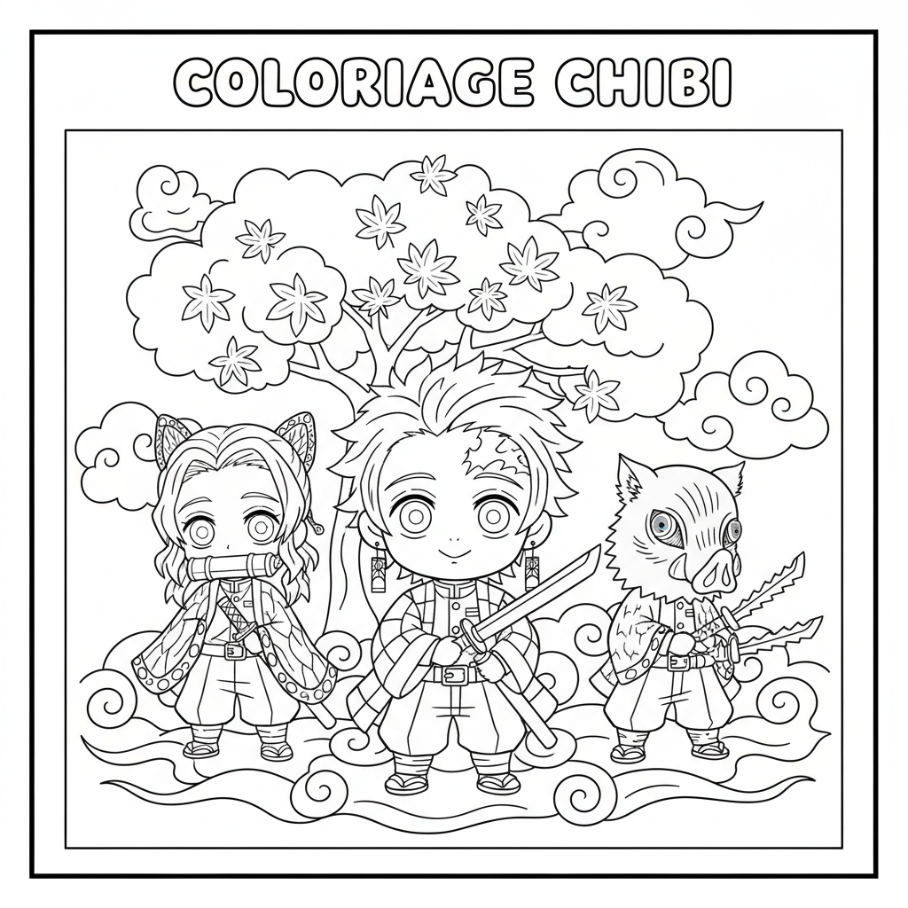 Coloriage coloriage demon slayer chibi 2