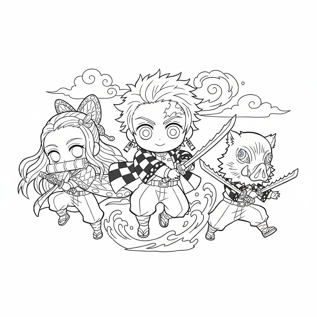 Coloriage coloriage demon slayer chibi 5