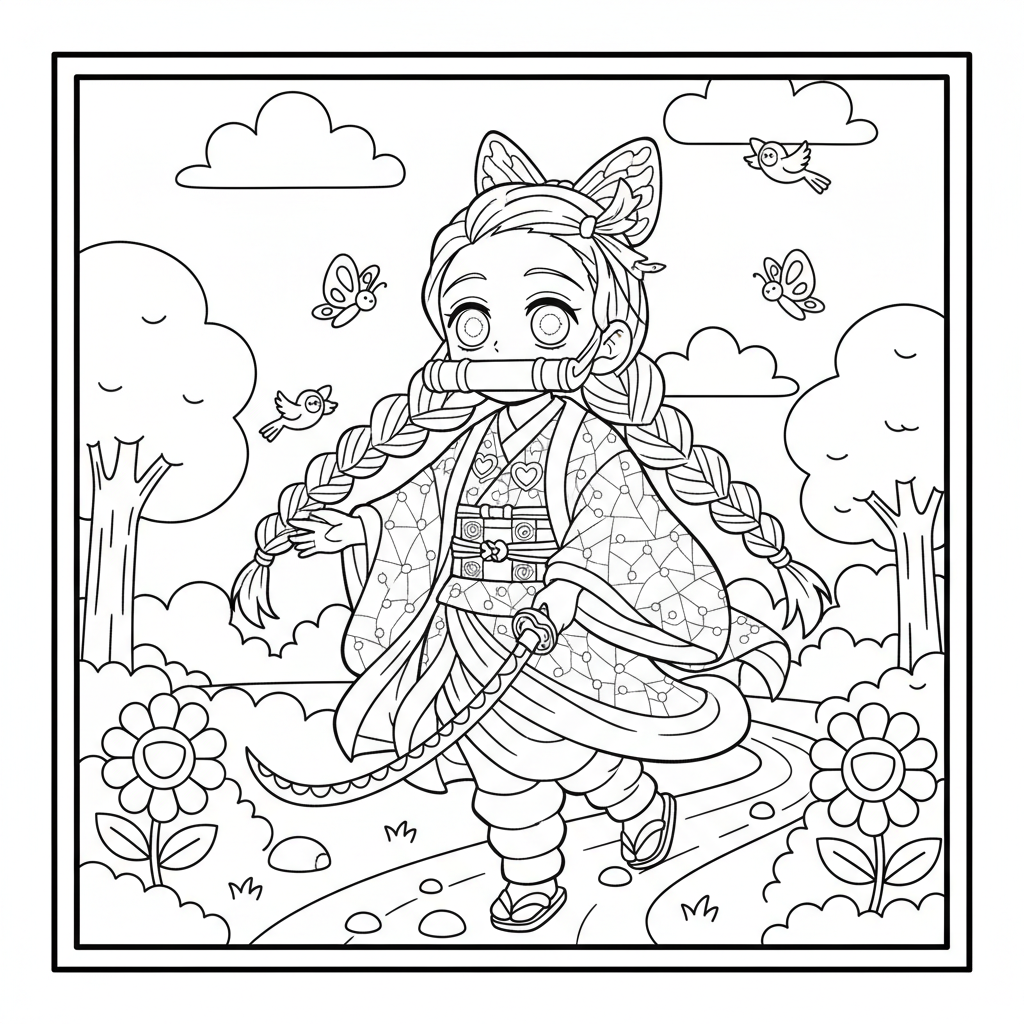 Coloriage coloriage demon slayer mitsuri 3