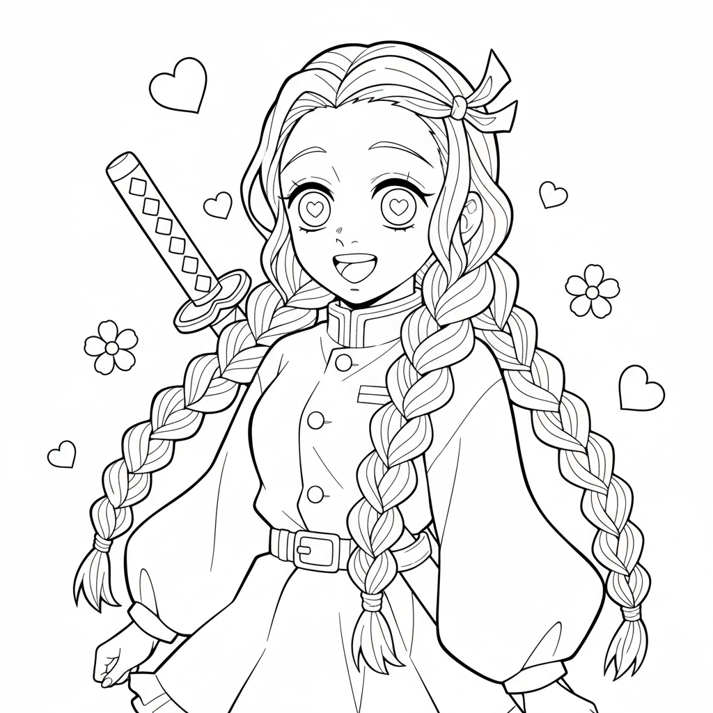 Coloriage coloriage demon slayer mitsuri 4