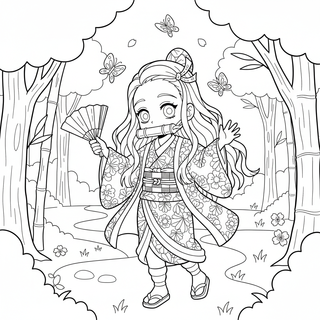 Coloriage coloriage demon slayer nezuko 3