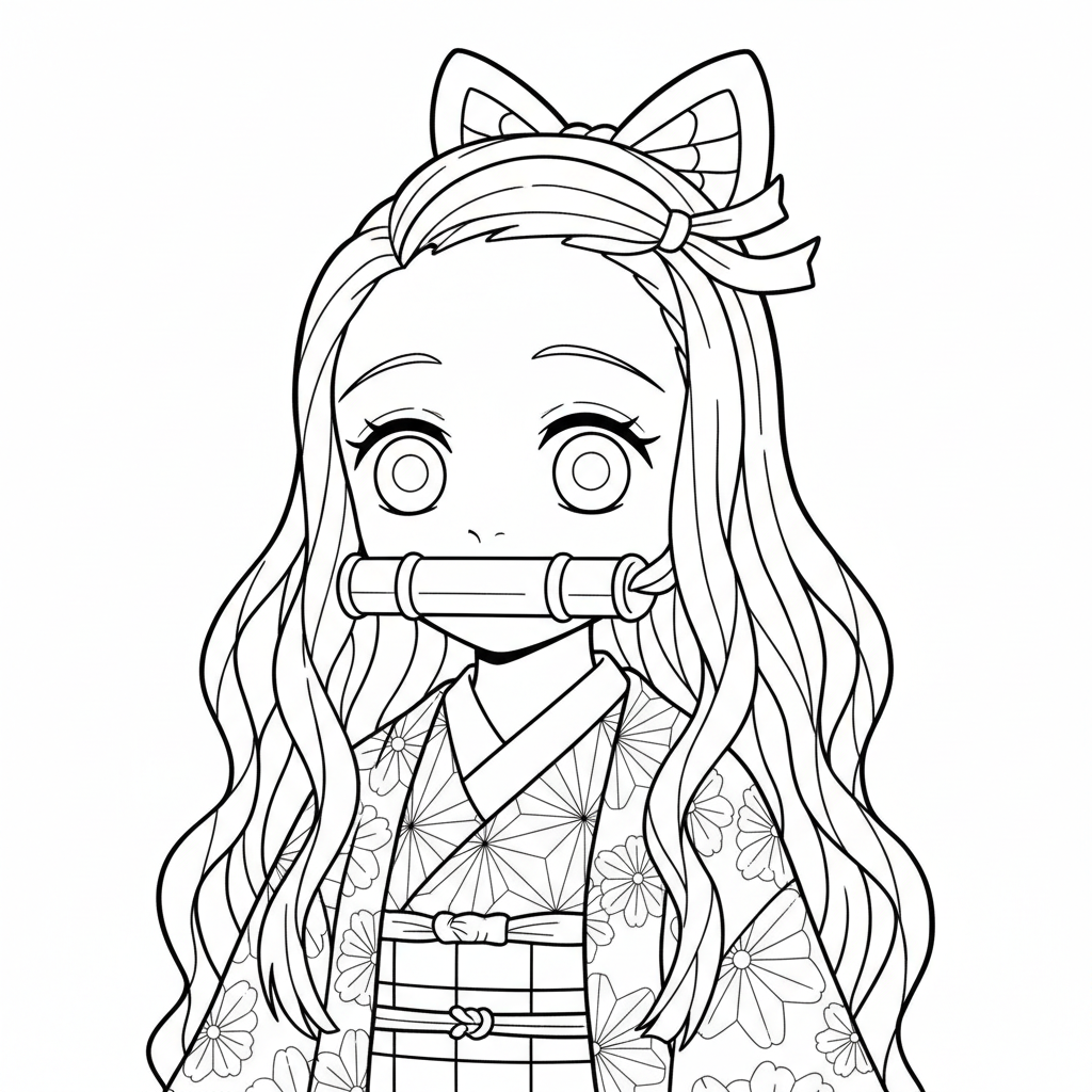 Coloriage coloriage demon slayer nezuko 4