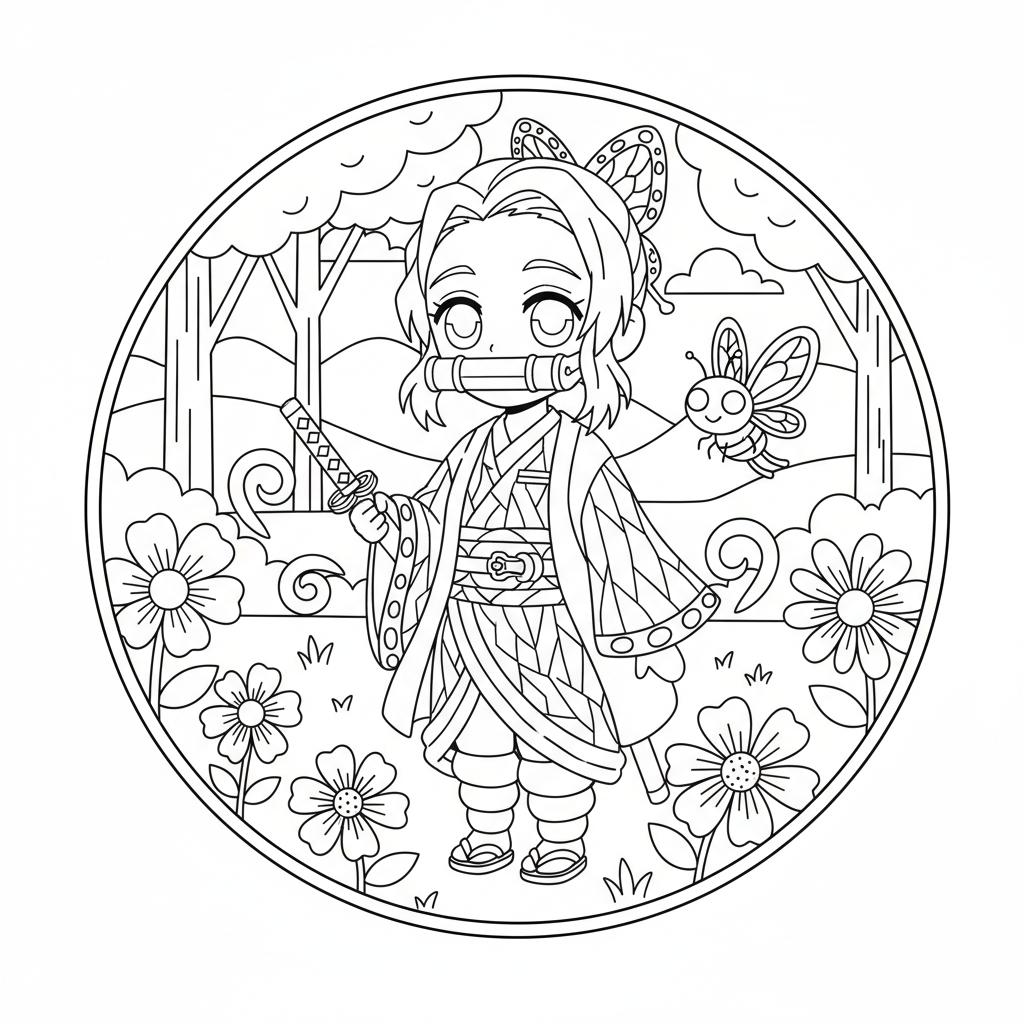 Coloriage coloriage demon slayer shinobu 3