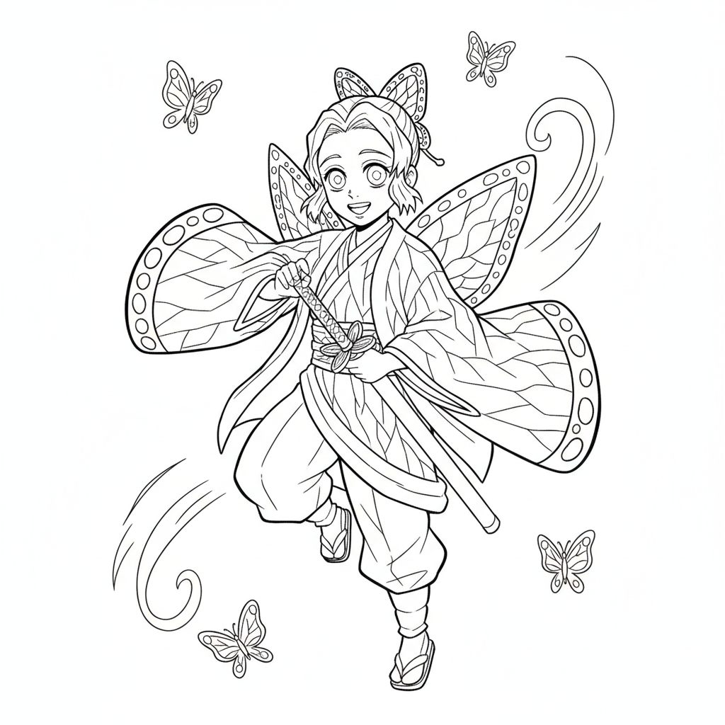 Coloriage coloriage demon slayer shinobu 5