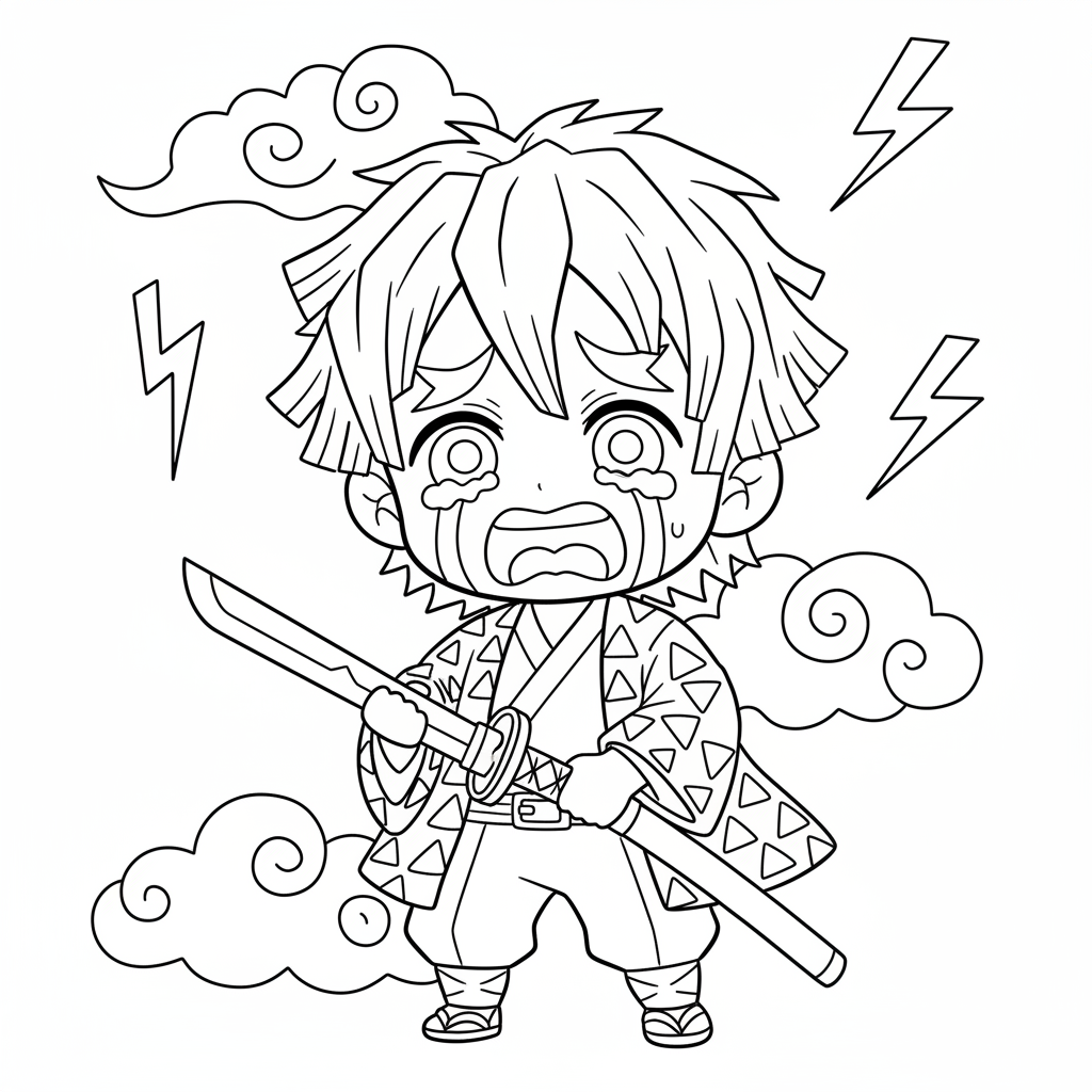 Coloriage coloriage demon slayer zenitsu