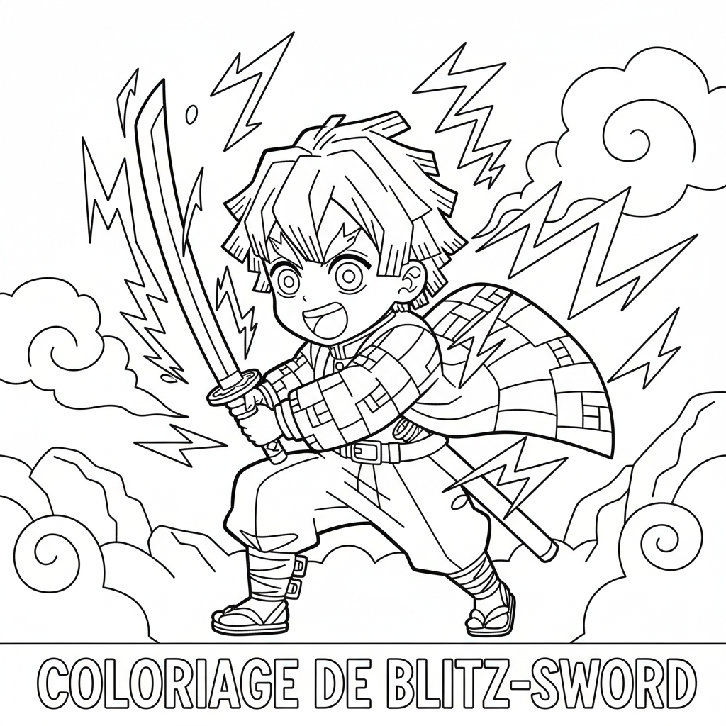 Coloriage coloriage demon slayer zenitsu 2