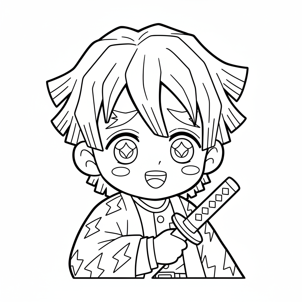 Coloriage coloriage demon slayer zenitsu 4