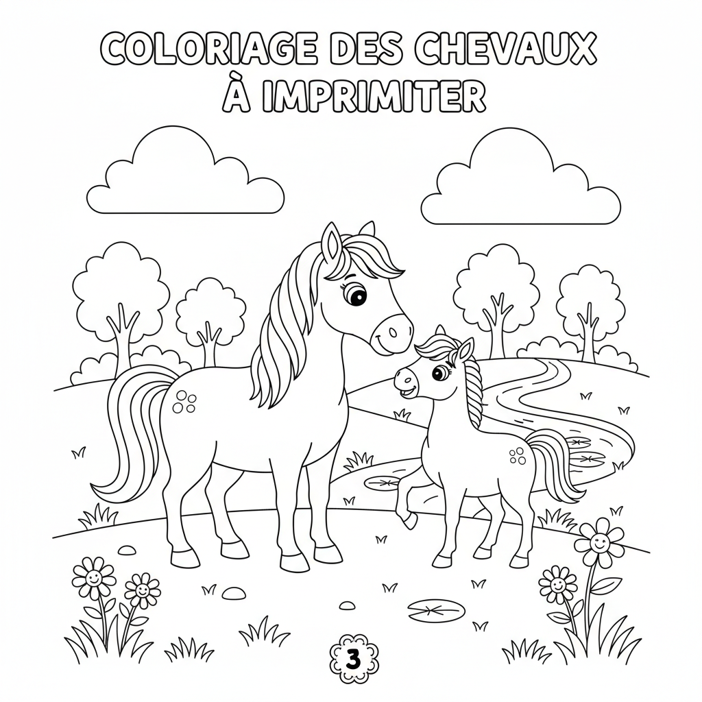 Coloriage coloriage des chevaux a imprimer 3