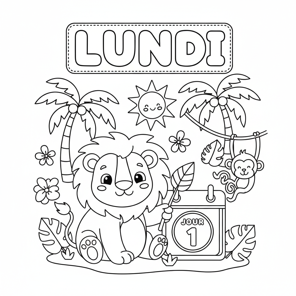 Coloriage coloriage des jours de la semaine 1