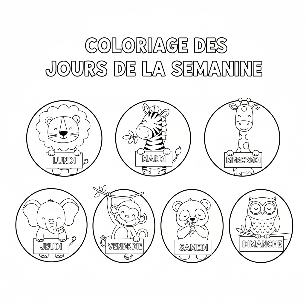 Coloriage coloriage des jours de la semaine 2