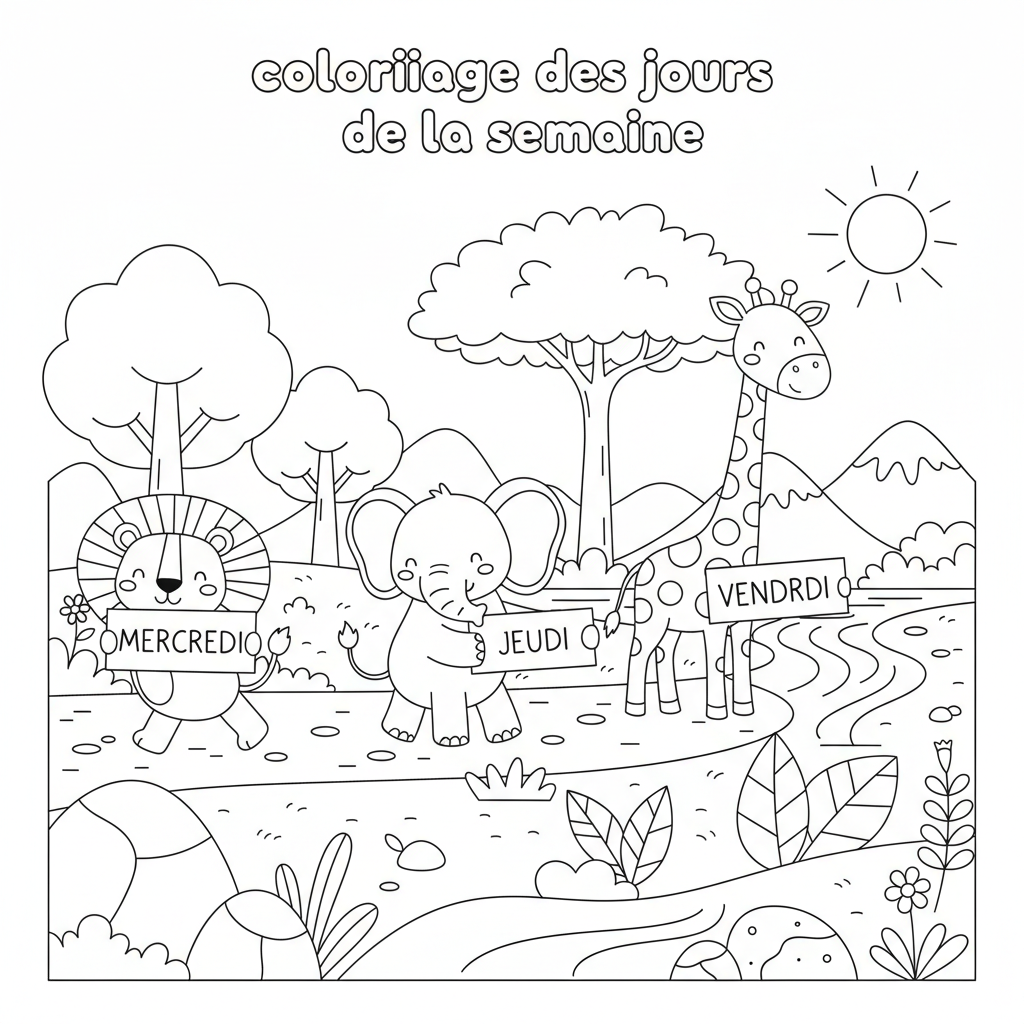 Coloriage coloriage des jours de la semaine 3