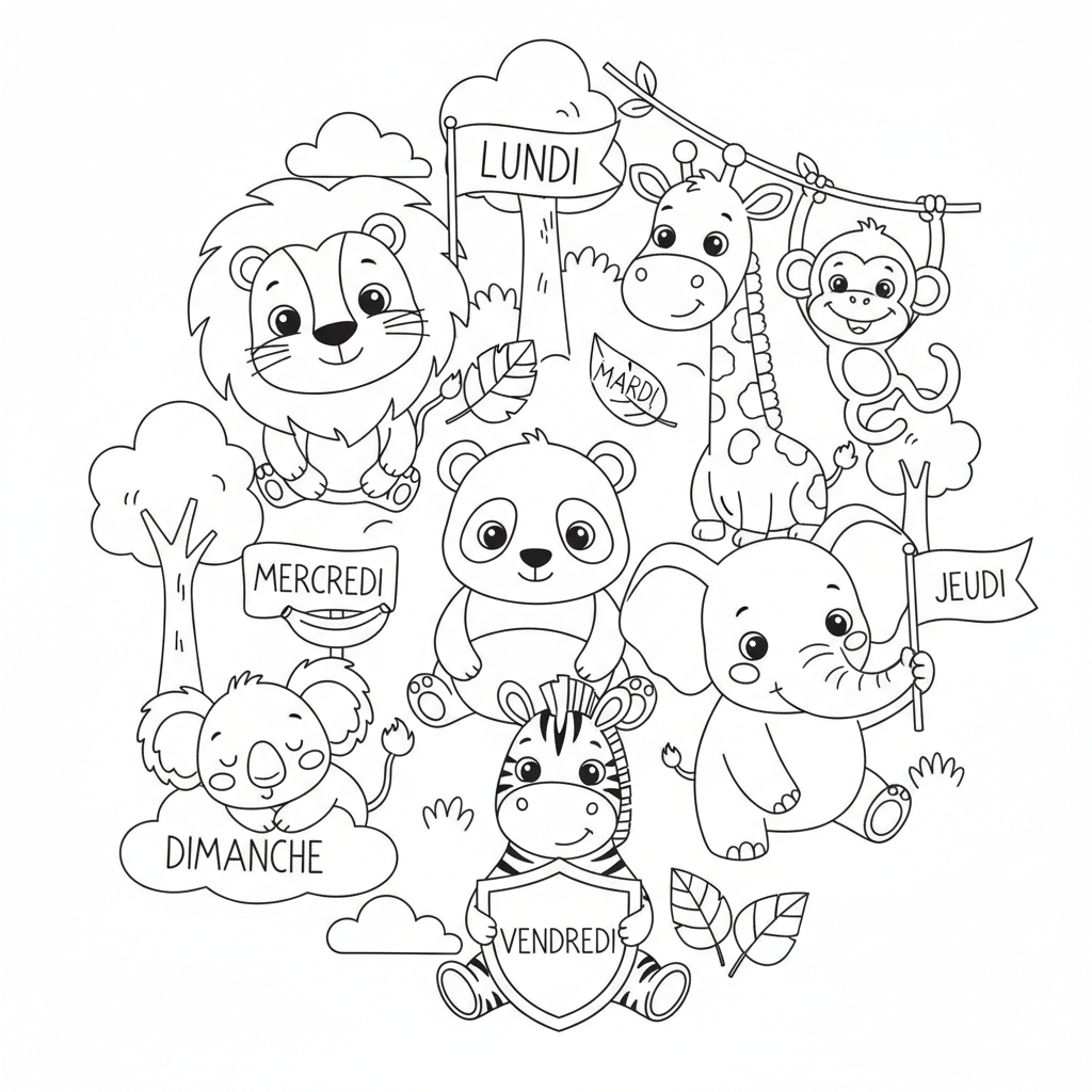 Coloriage coloriage des jours de la semaine 4