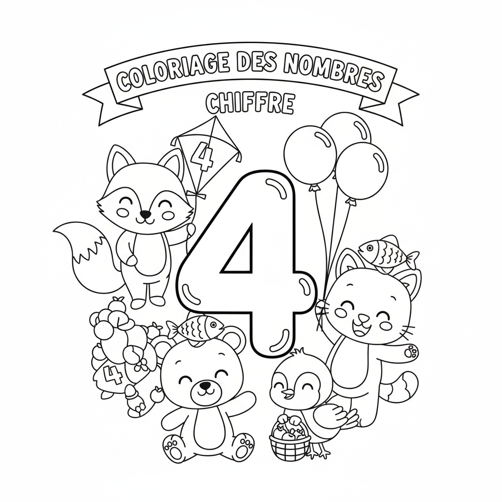 Coloriage coloriage des nombres 4