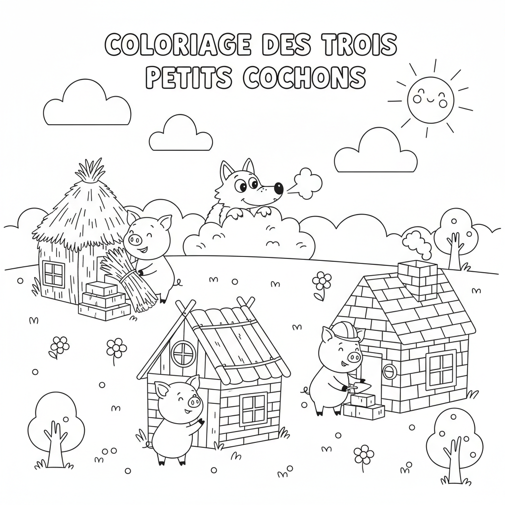 Coloriage coloriage des trois petits cochons