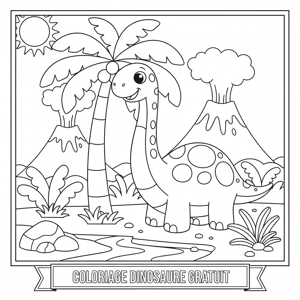 Coloriage coloriage dinosaure à imprimer pdf gratuit 3