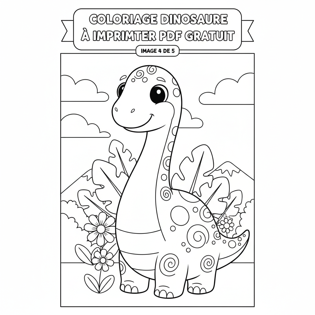 Coloriage coloriage dinosaure à imprimer pdf gratuit 4