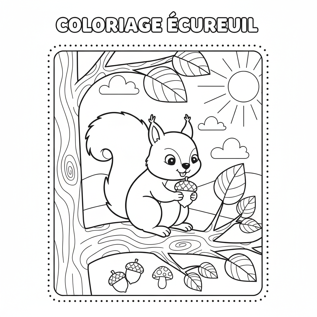Coloriage coloriage écureuil facile 2