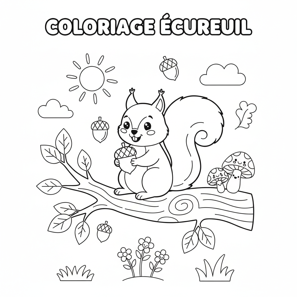 Coloriage coloriage écureuil maternelle 2