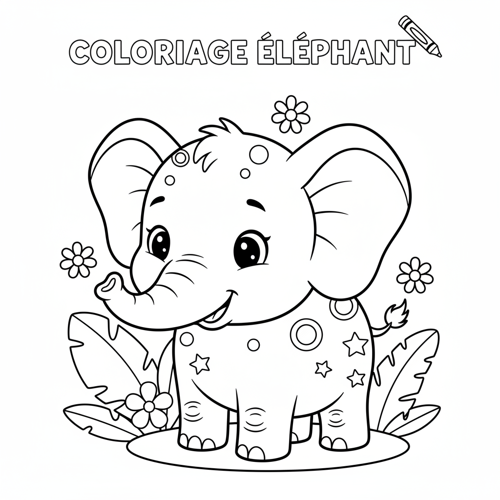 Coloriage Éléphant Gratuit à Imprimer pour Enfants